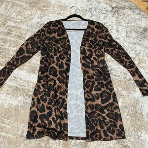 Leopard Print Open Front Cardigan